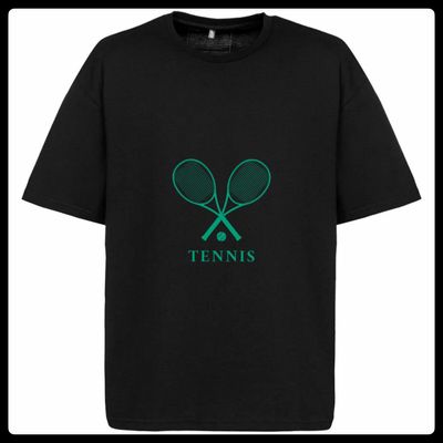 Футболка повседневная черная ТЕННИС