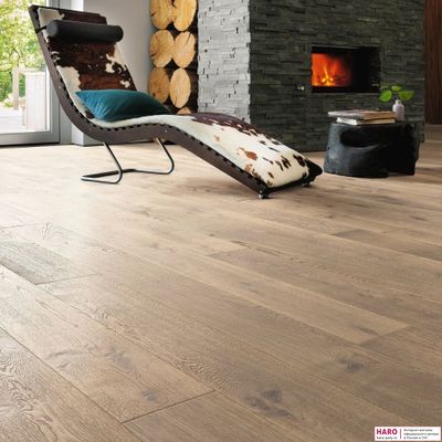 Паркетная доска Haro Дуб Табако Серый Глубокий Браш 541170 1-пол масло