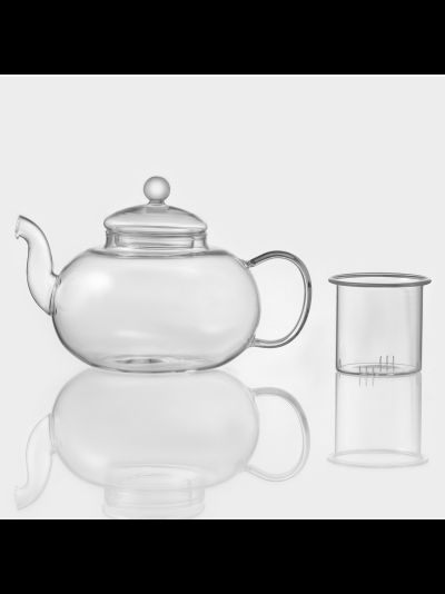 Чайник со стеклянной крышкой и со стеклянной колбой, 400 мл