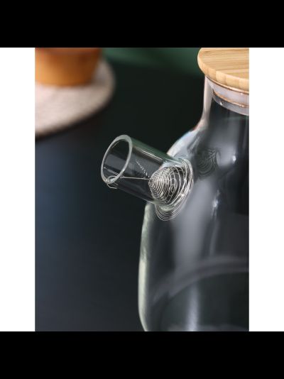 Чайник заварочный стеклянный с бамбуковой крышкой, 1200 мл