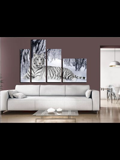 Модульная картина &quot;Белый тигр на снегу&quot;