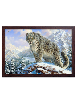 Картина на холсте в раме 929кор 70*50 "Снежный барс".
