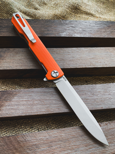 Складной нож Single EVO. Клинок ДОЛ, сталь AUS10, рукоять G10, цвет оранжевый
