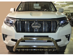 Защита переднего бампера скоба низкая+акула d76/60/42 для Toyota Land Cruiser Prado 150 (2017-...)