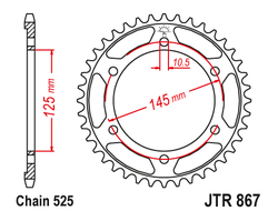 Звезда ведомая (44 зуб.) RK B5625-44 (Аналог: JTR867.44) для мотоциклов Yamaha