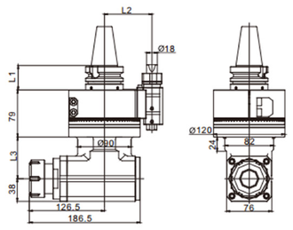 Угловая фрезерная головка AG90-BT40-ER40UM с набором цанг 4-26 мм 0.008 мм