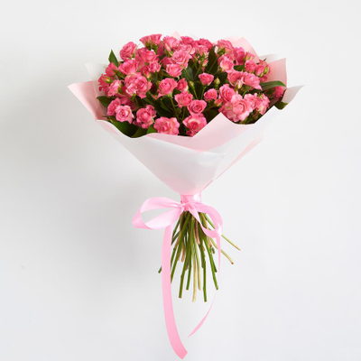 11 розовых кустовых роз