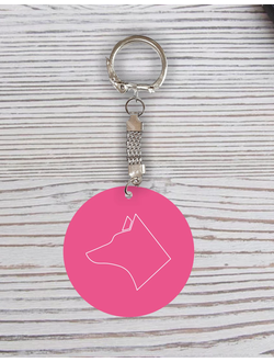 Брелок с гравировкой розовый талисман собака №57