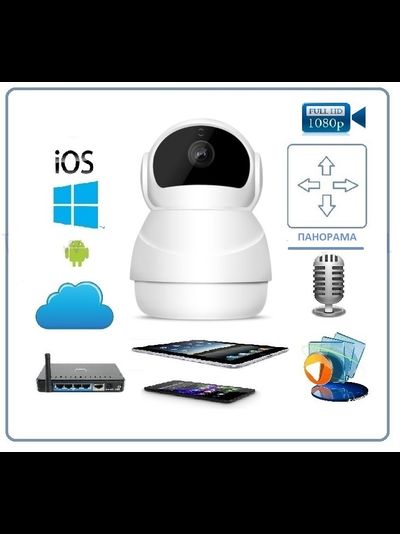 Моторизированная WiFi/LAN видеокамера с DVR, Full HD 2 Мп  (360EyeS)