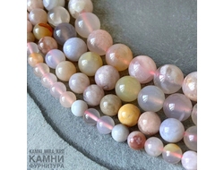 Агат сакуровый, шары 6,7-6,9/8,4-8,7/10,4-10,7 мм, цена за нить 19 см