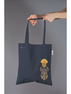 Темно-серый шоппер из хлопка с рисунком, коллекция "Чертополох"