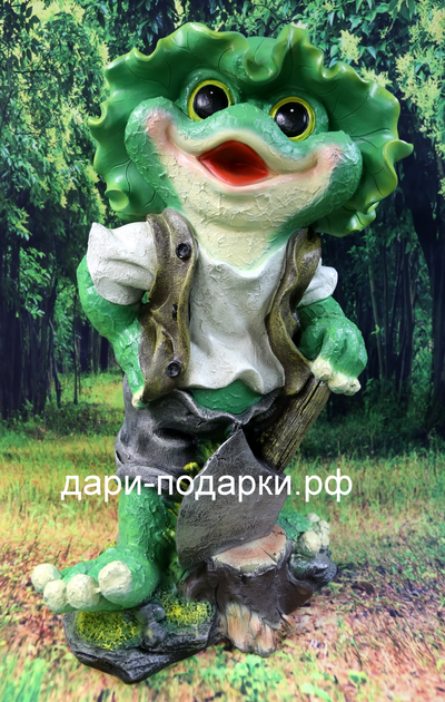 Лягушка в капустной шляпе 50*30см    3кг    полистоун Россия 3058/011279-3*