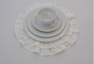 Салфетка с оборками из льна (белый)