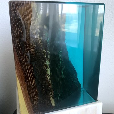 светильник из смолы, ночник из смолы и дерева, светильник из эпоксидной смолы, лампа из смолы и спил