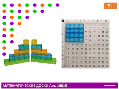 Математические доски и полупрозрачные кубики. Набор учебно-игровой.