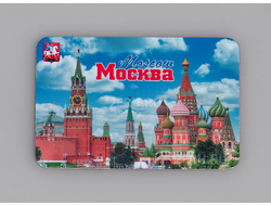 Гибкий сувенирный магнит на холодильник 8х6 см. с фото дневного Московского Кремля