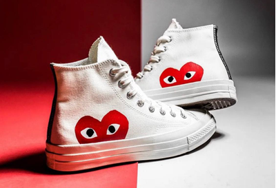 White cdg converse high tops sales