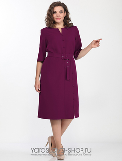 Модель: 2119. Платье полуприлегающего силуэта, с фигурным вырезом в винном оттенке