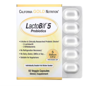 California Gold Nutrition LactoBif Probiotics 5 Billion CFU - Пробиотики для микрофлоры кишечника