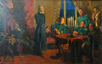 Горлов Н.Н. Пушкин и декабристы 1953 г. Холст, масло 85Х132,2 (875)