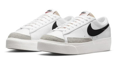 Nike Blazer Low Platform White Black (Белые) сбоку