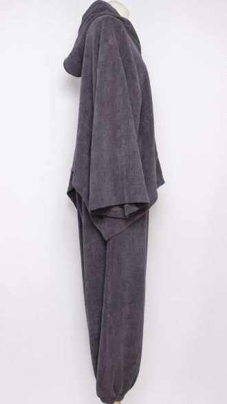 КОСТЮМ ЖАКЕТ И БРЮКИ "ВЕЛЮР ВАФЕЛЬКА"  графит р.46