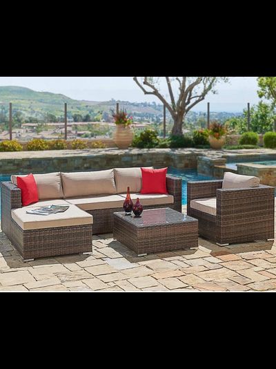 Комплект плетеной мебели YR821 Light Brown