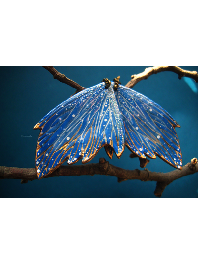 "Вавилонский мотылёк", крупные серьги-крылья авторской работы