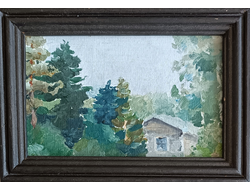 "Дом в лесу" картон масло Кузьменко В.С. 1957 год
