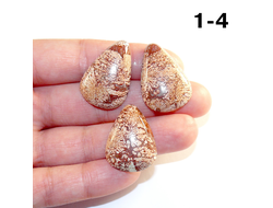 Коралл натуральный окаменелый (кабошон) №1-4: 9,0г - 2шт. 29*20*5мм + 1шт. 26*20*5мм