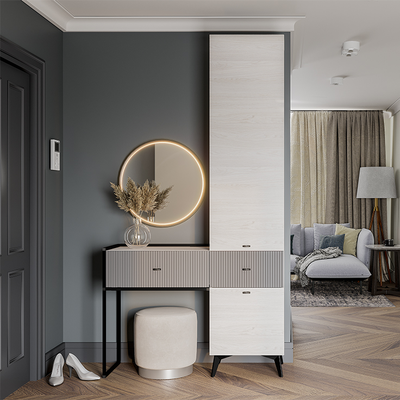 Прихожая Норд ПР-06 Ясень белый/Меренго, Ш1201ХВ2274ХГ422 мм