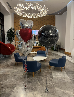 Шар со стеклянным эффектом и 6 сердечек