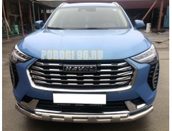 Защита переднего бампера двойная с перемычками d60/42 для Haval Jolion 2021-