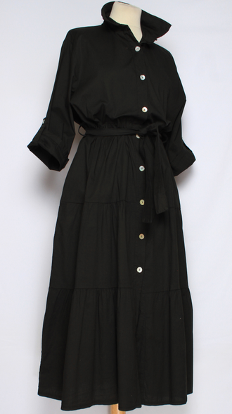 Платье - рубашка "ЯРУСЫ" малина, чёрное до р.50