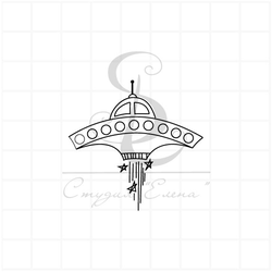 Штамп детская картинка - летающая тарелка ракета