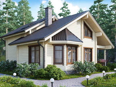 "Инари": Современный Двухэтажный Дом из Клееного Бруса с Эркером и Просторной Террасой 157,1 м²