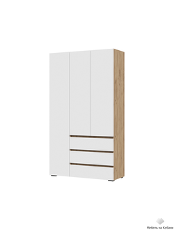 Хелен ШК 06 шкаф 3-х створчатый с ящиками Дуб крафт золотой/Белый