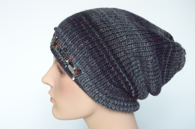 Итальянская шапка с украшениями Сваровски Vizio 5833 серая