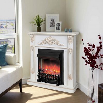 Угловой электрокамин Anita WT с очагом Fobos