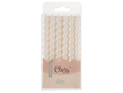 Свечи Спирали, Белый , Перламутр, 8 см, 6 шт. с держат.