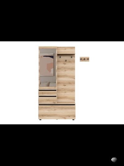 Берген вешалка с зеркалом прихожая Дуб делано/Венге