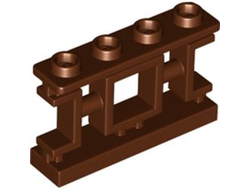 Fence 1 x 4 x 2 Ornamental Asian Lattice with 4 Studs, Reddish Brown (32932 / 6370679)