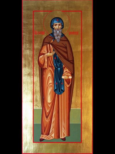 Евгений Вифинский, Святой Преподобный. Рукописная мерная икона.