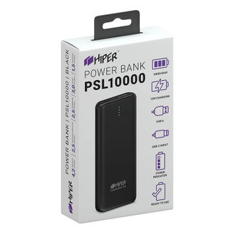 Внешний аккумулятор 1xUSB+C, Hiper, черный PSL10000