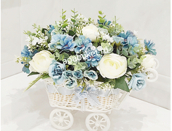 Композиция Колясочка с цветами Гретта № М025.  Размер 25*20 см.