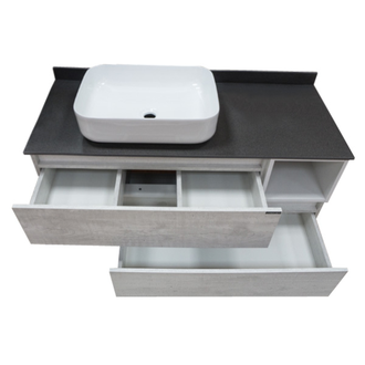 Тумба-умывальник "Прага-120" дуб белый с графитовой столешницей, с раковиной COMFORTY T-Y9378