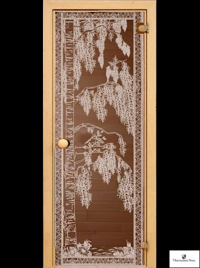 Дверь стеклянная для бани и сауны Эконом Березка бронза 6 мм 700*1900 мм