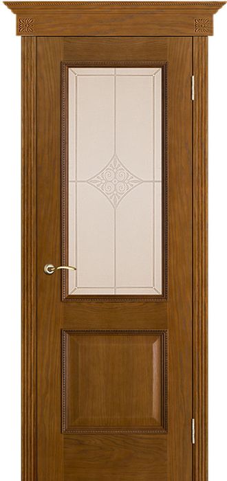 Межкомнатная дверь "Шервуд" античный дуб тон 14 (стекло ромб)