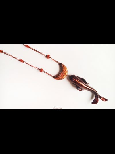 Подвеска с авантюринами и месяцем "Рыбка Лунного Пути"