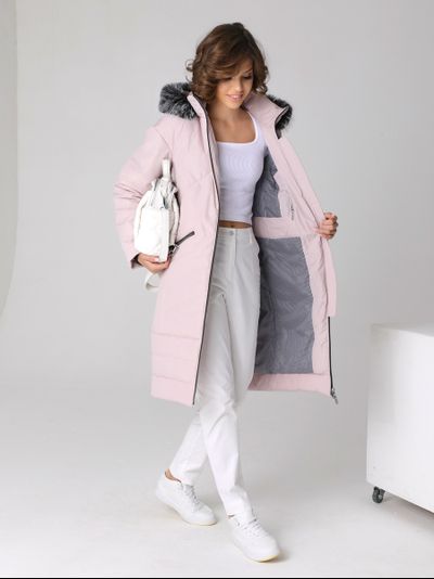 Пальто 23406 серо-розовый ЗИМА